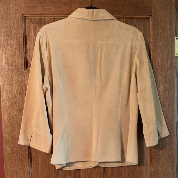 Coldwater Creek Suede Leather Blazer-Tan-Medium - Picture 3 of 6